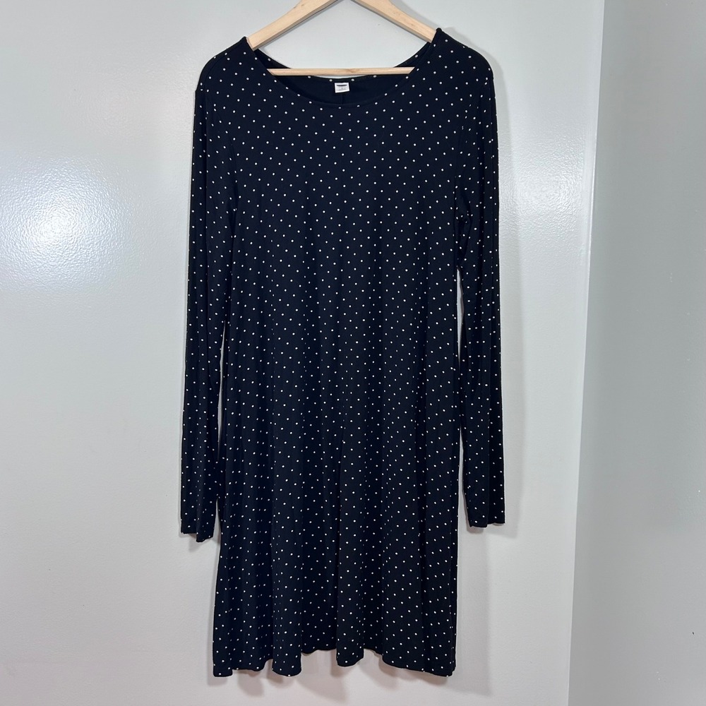 Old Navy Women's Black Polka Dot Long Sleeve Swing Dress Large Tall